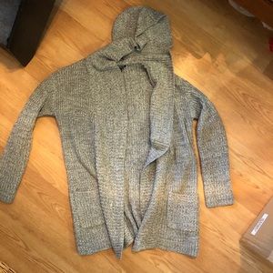 Gray hooded cardigan